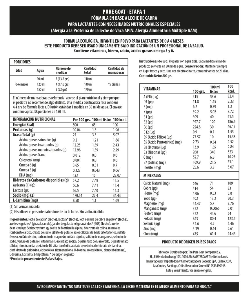 Fórmula Infantil Pure Goat 1